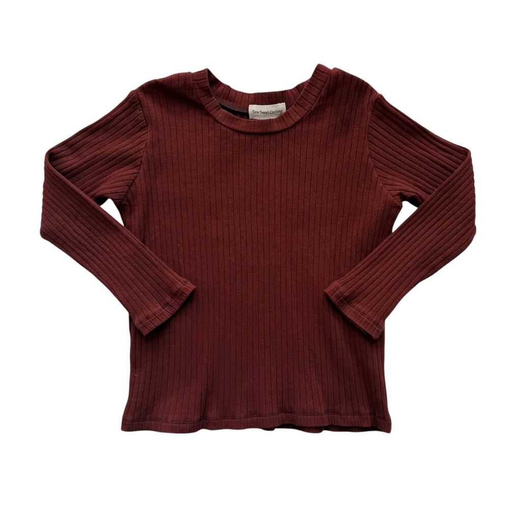 Sew Sweet Clothing Rust Ribbed Knit Long Sleeve Tee Size 6
